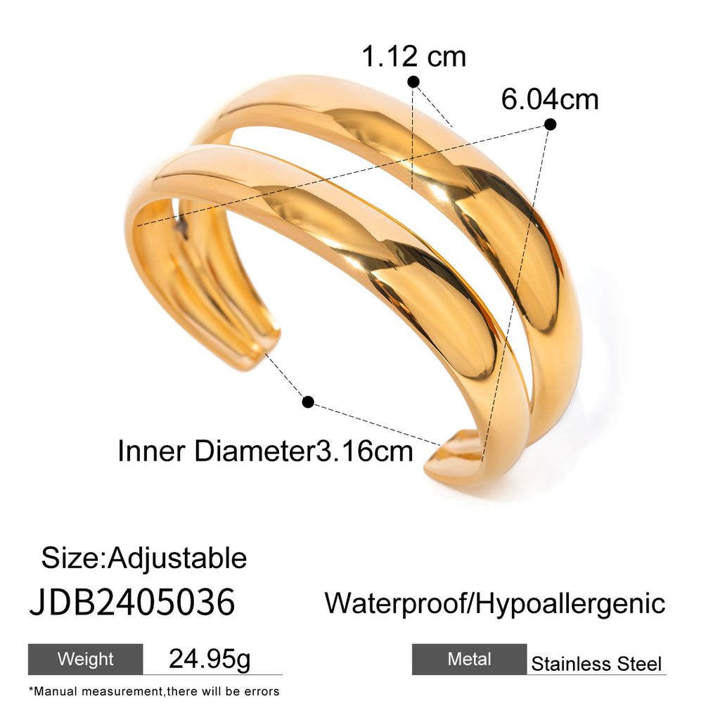 18k gold stainless steel wide face bracelet high-end Instagram chain titanium steel open bracelet