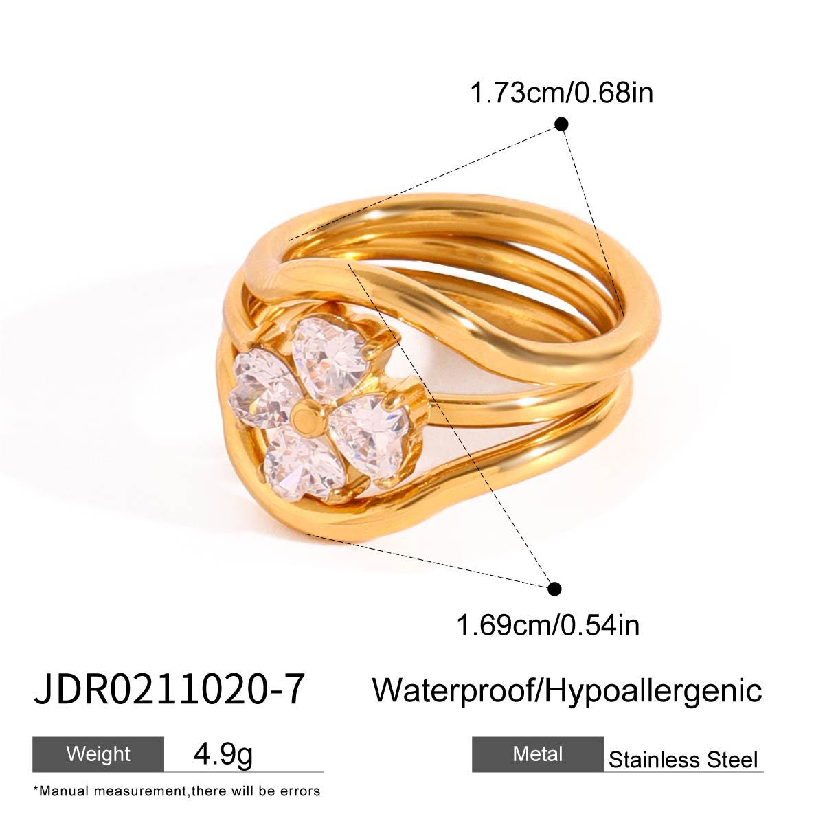 premium 18k gold plated stackable zircon stainless steel ring set crafted for modern everyday elegance