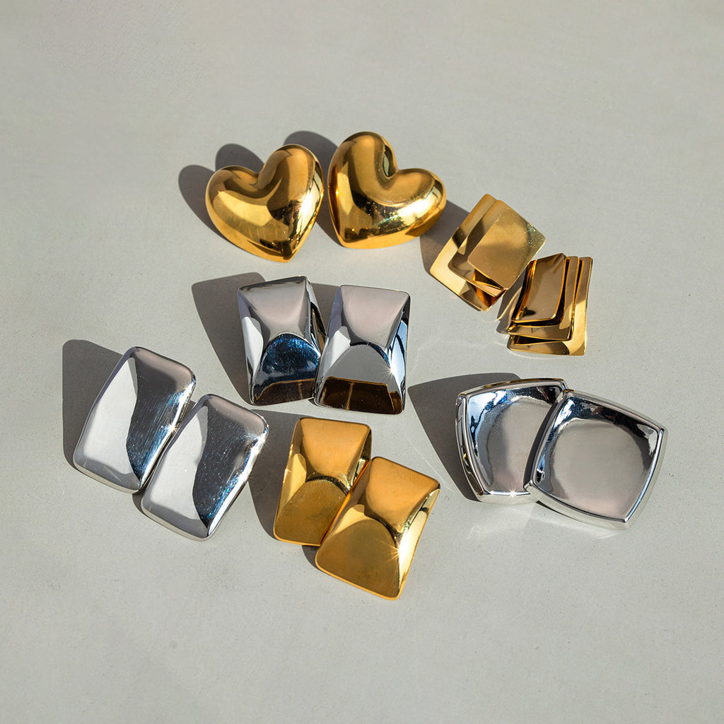 Silver Geometric Earrings with Modern Design