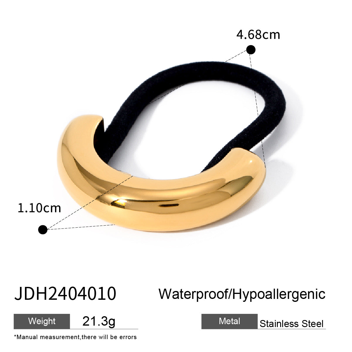 Metal Geometric Hair Ties | Gold & Silver Plated Ponytail Holders, Non-slip Elastic Scrunchies for Women