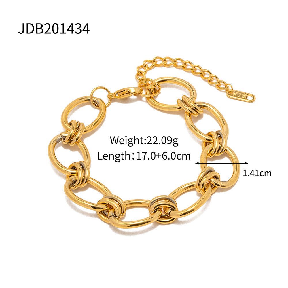 Tiffany-style 18K gold thick chain stainless steel bracelet  versatile titanium steel non-fading bracelet accessory