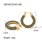 Gold Hoop Earrings 18k Gold Plated Stainless Steel White Zircon