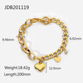 Cuban link elliptical link two-tone heart small round zircon pendant OT clasp bracelet 18K gold-plated stainless steel bracelet