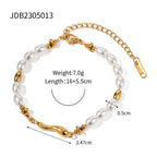 Stainless steel jewelry titanium steel does not fade pearl bracelet accessories gold-plated niche luxury bracelet