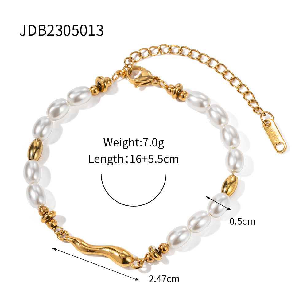 Stainless steel jewelry titanium steel does not fade pearl bracelet accessories gold-plated niche luxury bracelet