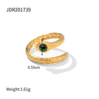 Gold Stackable Boho Ring Set with Malachite & Pearls for Women