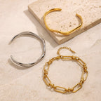 INS stainless steel plain bangle, high-end classic bracelet, titanium steel open bangle, 18k gold jewelry.