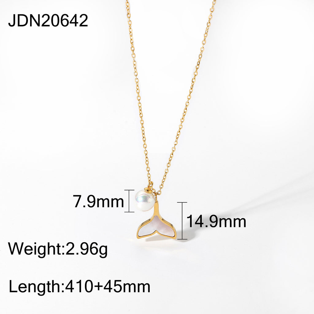 Starfish Pearl Pendant Necklace with a Sense of Luxury and Niche Open Mouth Bracelet Titanium Steel Accessory