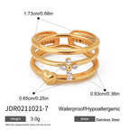 premium 18k gold plated stackable zircon stainless steel ring set crafted for modern everyday elegance