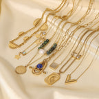 Layerable Vintage Gold INS Necklace with Pearl Crystal Accents