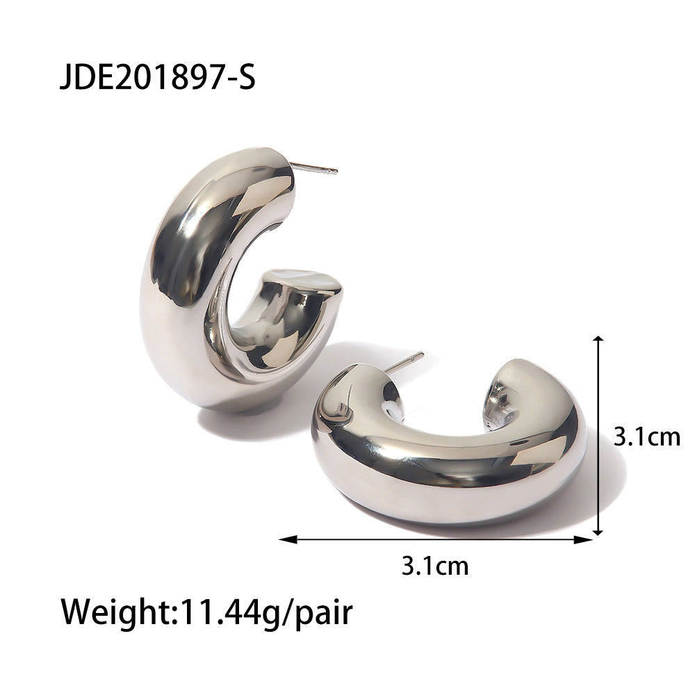 Hoop Earrings for Women - Stainless Steel Lightweight Silver Fashionable