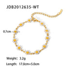 New Summer 18k Gold Stainless Steel Daisy Earrings Ins Gold Colorful Daisy Chain Necklace