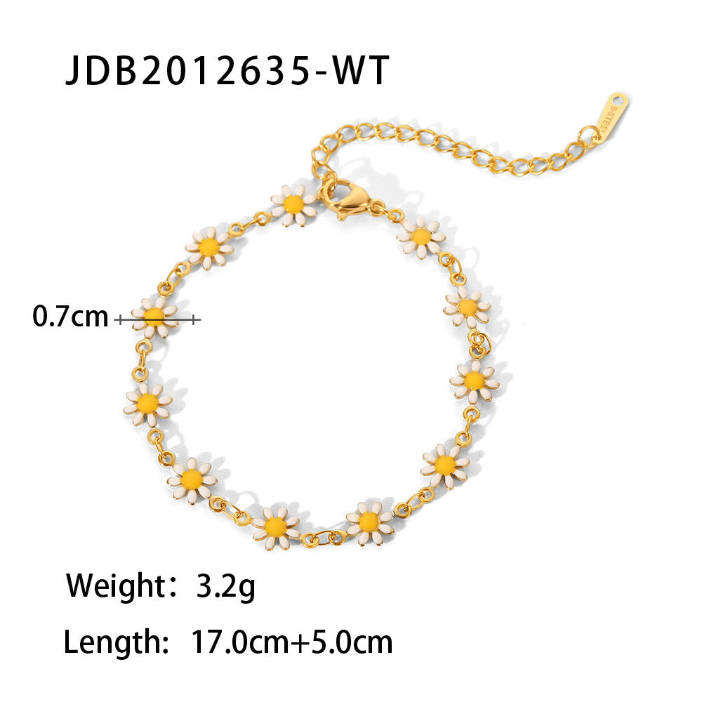 New titanium steel jewelry necklace and bracelet 18K gold white/color daisy chain necklace and bracelet