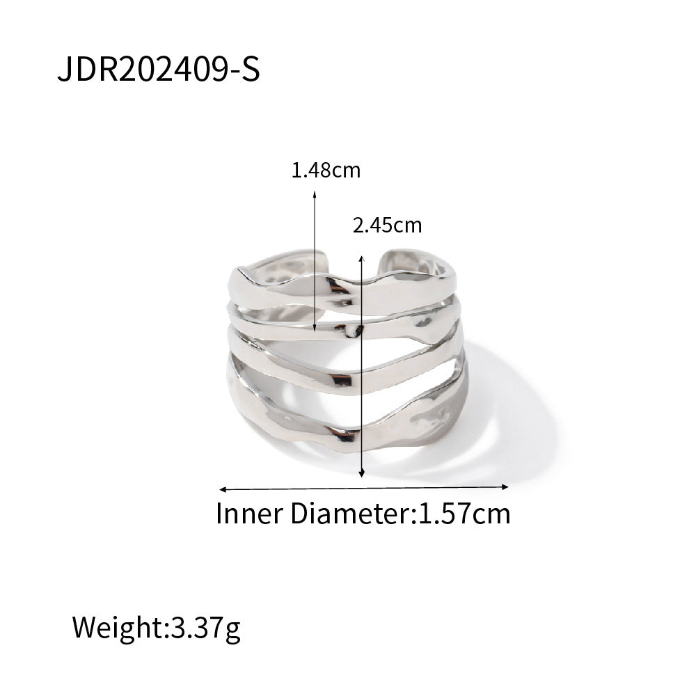 Ring Adjustable Gold Open Band for Women - Unique Minimalist Design