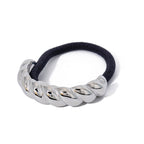 Metal Geometric Hair Ties | Gold & Silver Plated Ponytail Holders, Non-slip Elastic Scrunchies for Women