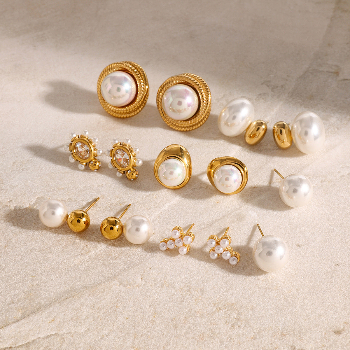 Stainless steel pearl earrings with a high-end feel, Instagram-style earrings, titanium steel earrings, European and American earrings