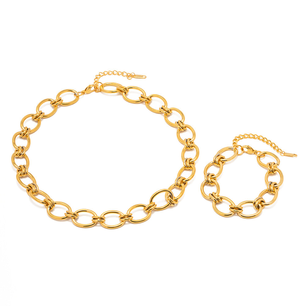 Tiffany-style 18K gold thick chain stainless steel bracelet  versatile titanium steel non-fading bracelet accessory