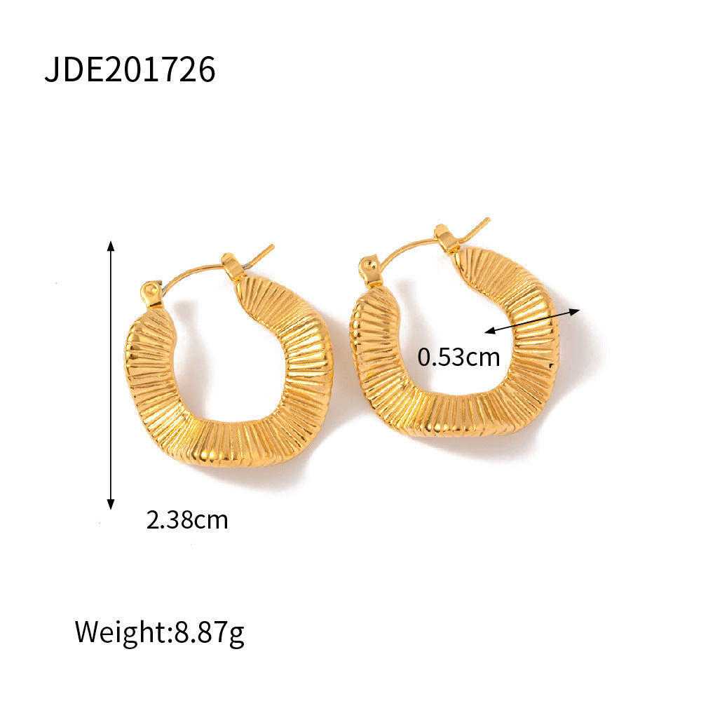 Statement Earrings Set: Gold & Silver Textured Studs, Hoop Styles
