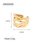 Ring Adjustable Gold Open Band for Women - Unique Minimalist Design