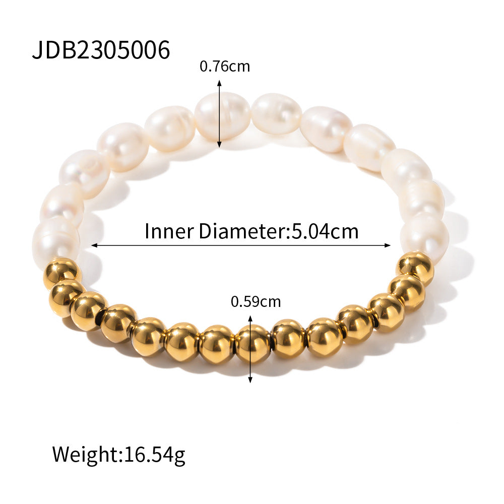 Stainless steel jewelry titanium steel does not fade pearl bracelet accessories gold-plated niche luxury bracelet