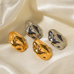 INS  18k gold-plated stainless steel irregular hammer  earrings for women, stylish and non-fading