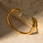 Gold Open Cuff Bracelet - Minimalist 18k Plated Titanium Steel Bangle