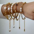 Stainless steel jewelry titanium steel does not fade pearl bracelet accessories gold-plated niche luxury bracelet