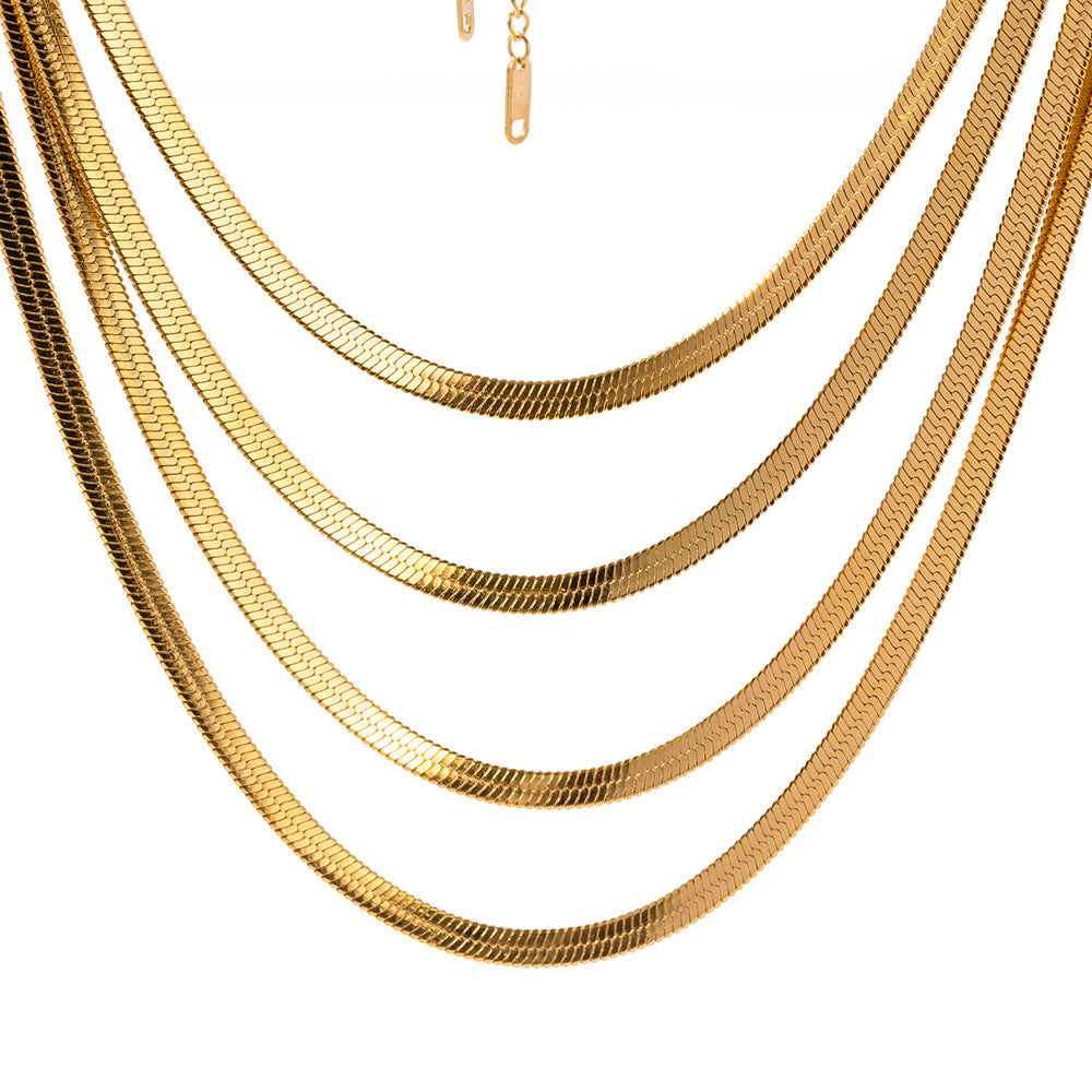 Necklace Gold Multi-Strand Titanium Steel Set for Women