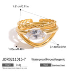 premium 18k gold plated stackable zircon stainless steel ring set crafted for modern everyday elegance