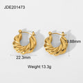 Hoop Earrings - Gold Twisted Stainless Steel Women's Fashion Jewelry
