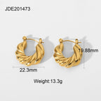 Hoop Earrings - Gold Twisted Stainless Steel Women's Fashion Jewelry