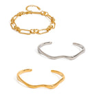 INS stainless steel plain bangle, high-end classic bracelet, titanium steel open bangle, 18k gold jewelry.
