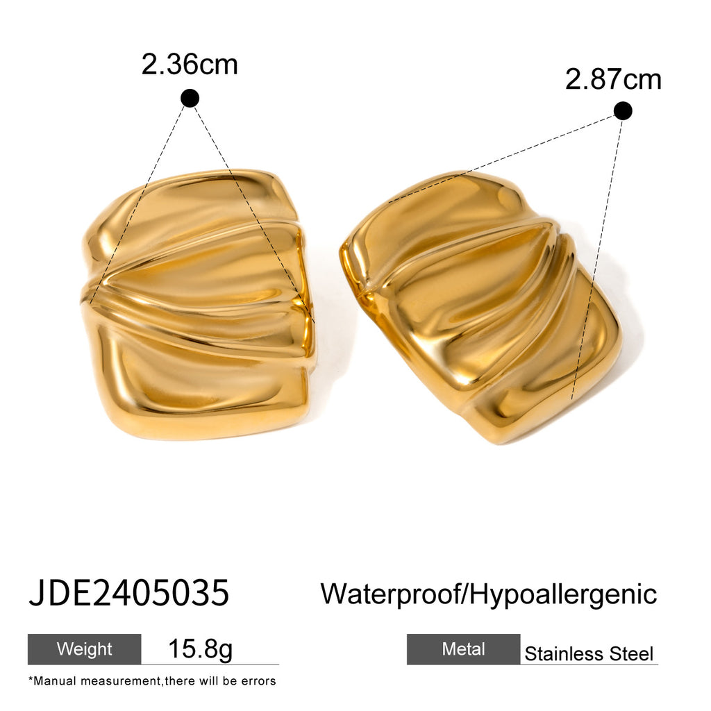 Statement Stud Earrings Women’s 18k Gold Folded Geometric Design