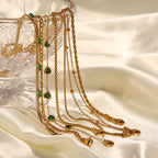 Layered Gold Green Bracelet for Women, Dainty Stackable Jewelry
