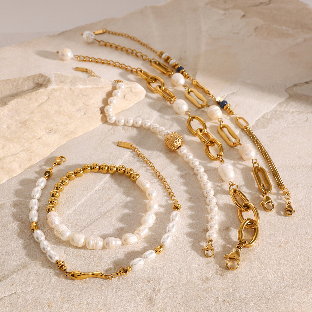 Stainless steel jewelry titanium steel does not fade pearl bracelet accessories gold-plated niche luxury bracelet