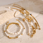 Stainless steel jewelry titanium steel does not fade pearl bracelet accessories gold-plated niche luxury bracelet