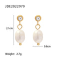 Delicate Pearl Drop Earrings Gold Plated Stainless Steel for Women