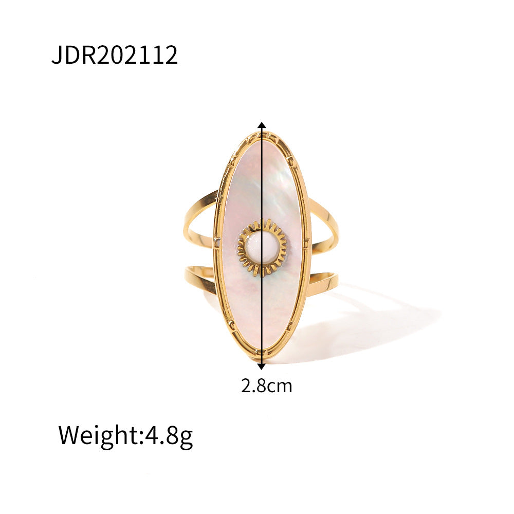 Vintage Gold Ring Oval Mother-of-Pearl Statement Ring