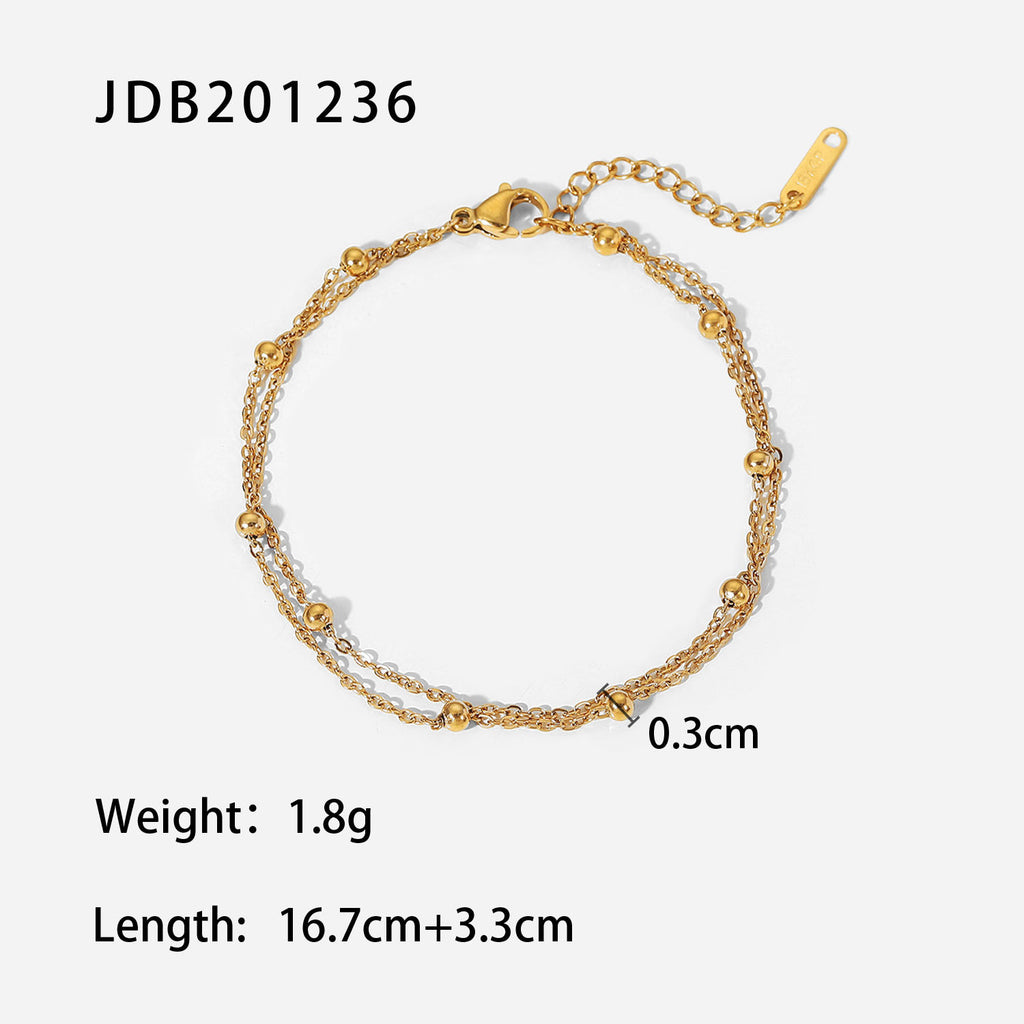 Layered Gold Green Bracelet for Women, Dainty Stackable Jewelry