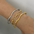 INS stainless steel plain bangle, high-end classic bracelet, titanium steel open bangle, 18k gold jewelry.
