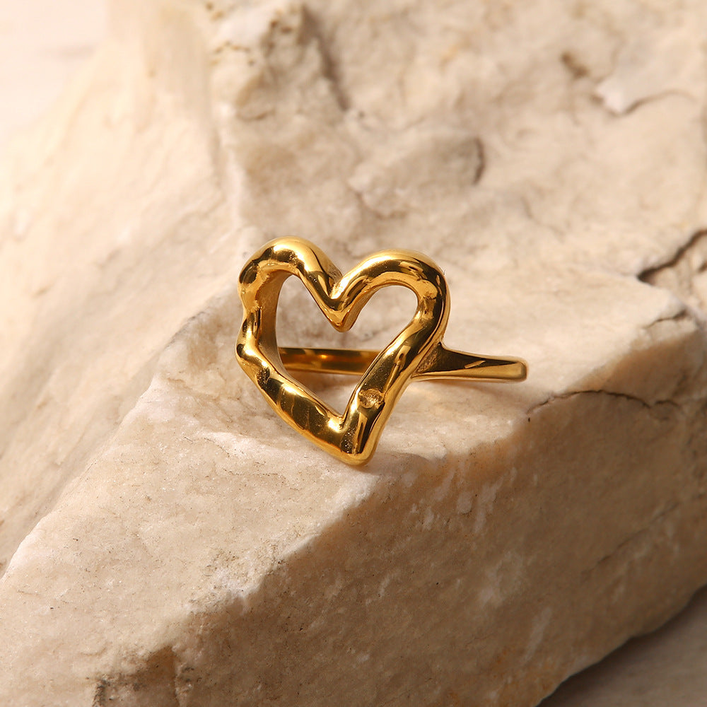 Minimalist Hollow Heart Fashion Ring