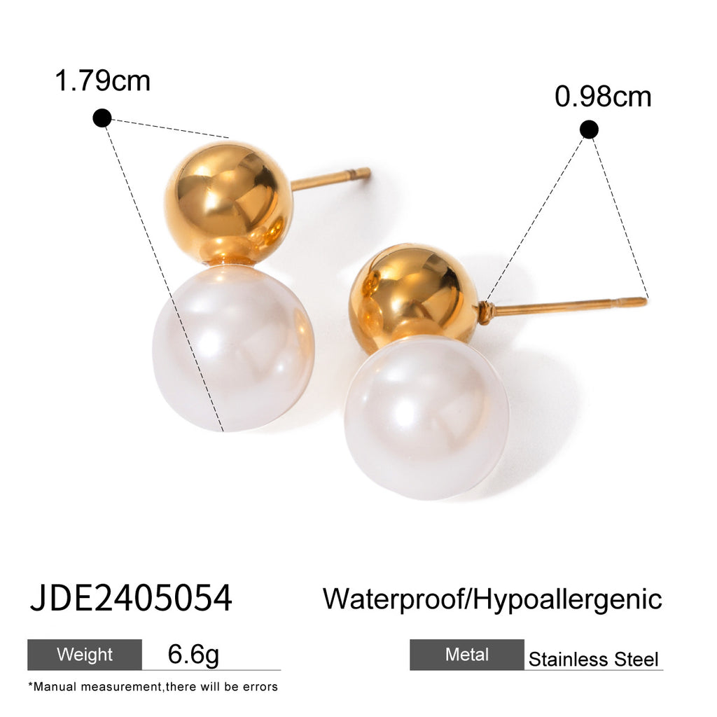 Stainless steel pearl earrings with a high-end feel, Instagram-style earrings, titanium steel earrings, European and American earrings