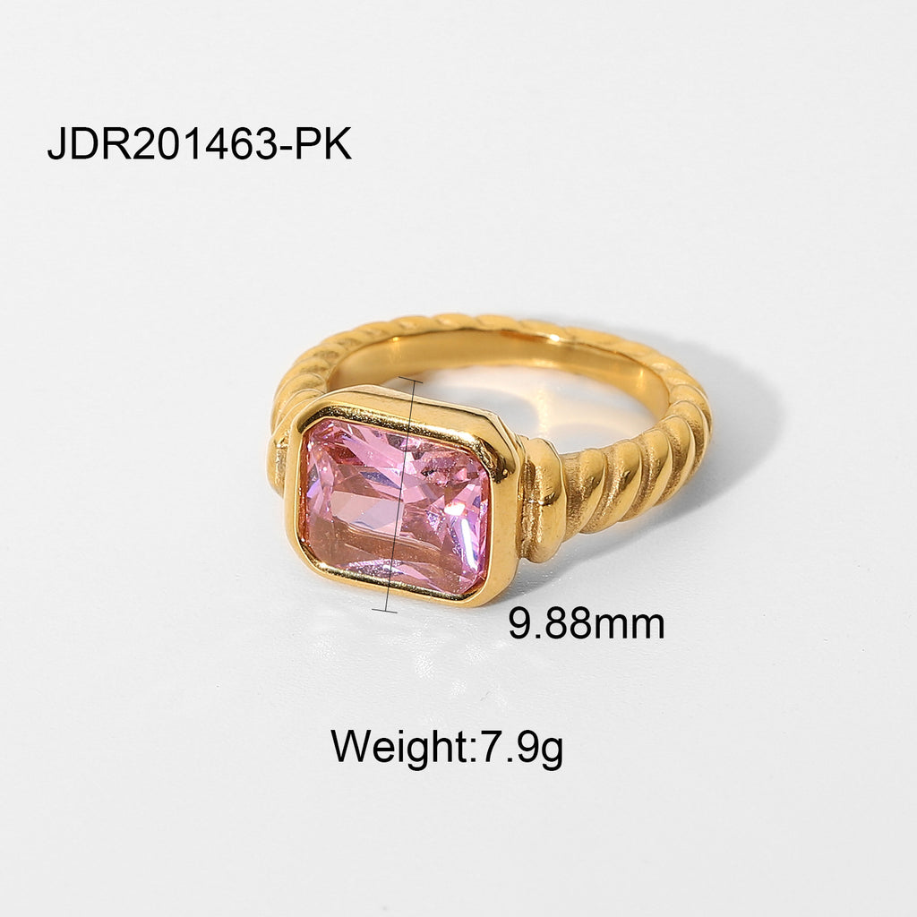 Ring: Gold Plated Zircon Minimalist Stacking Band, Fashion Statement Ring