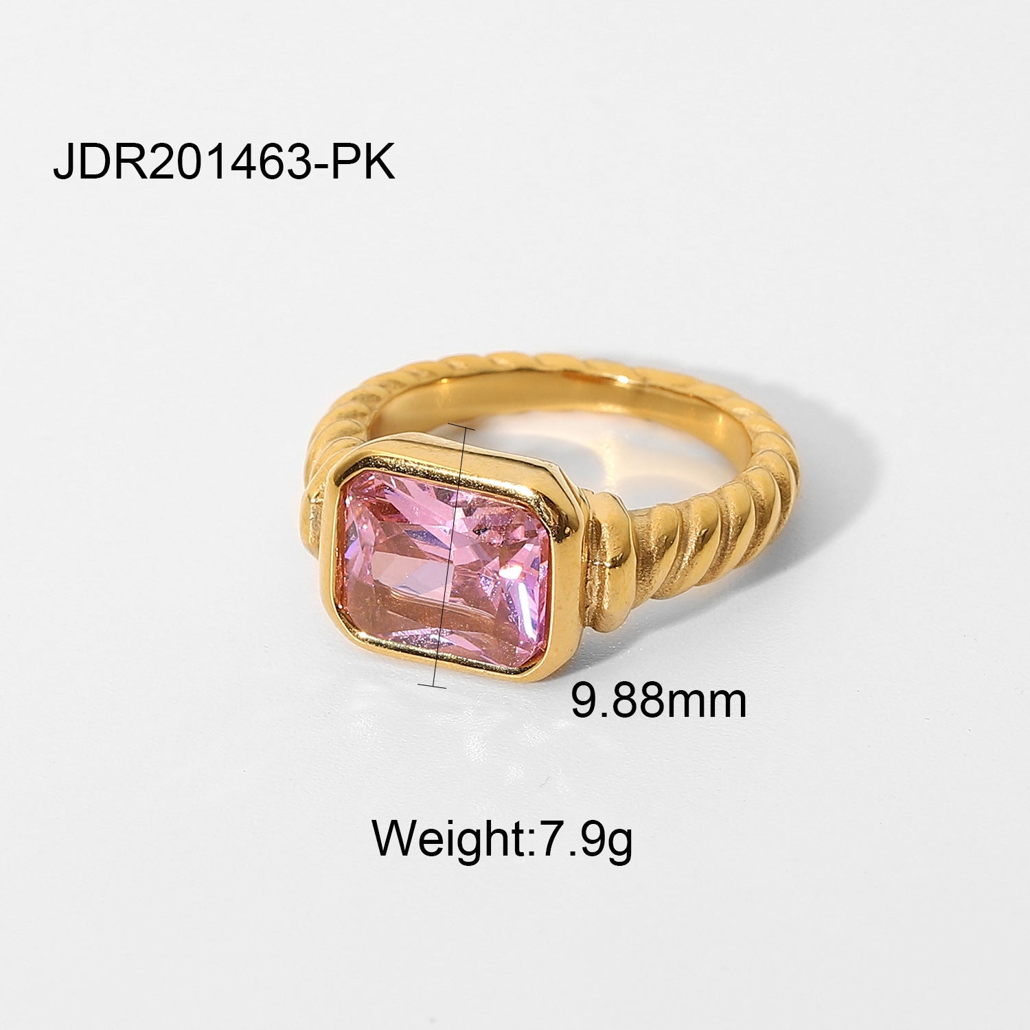 Ring: Gold Plated Zircon Minimalist Stacking Band, Fashion Statement Ring
