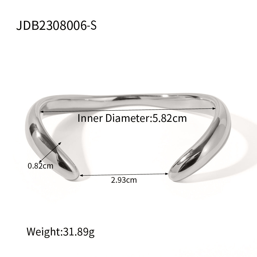 Gold Open Cuff Bracelet - Minimalist 18k Plated Titanium Steel Bangle