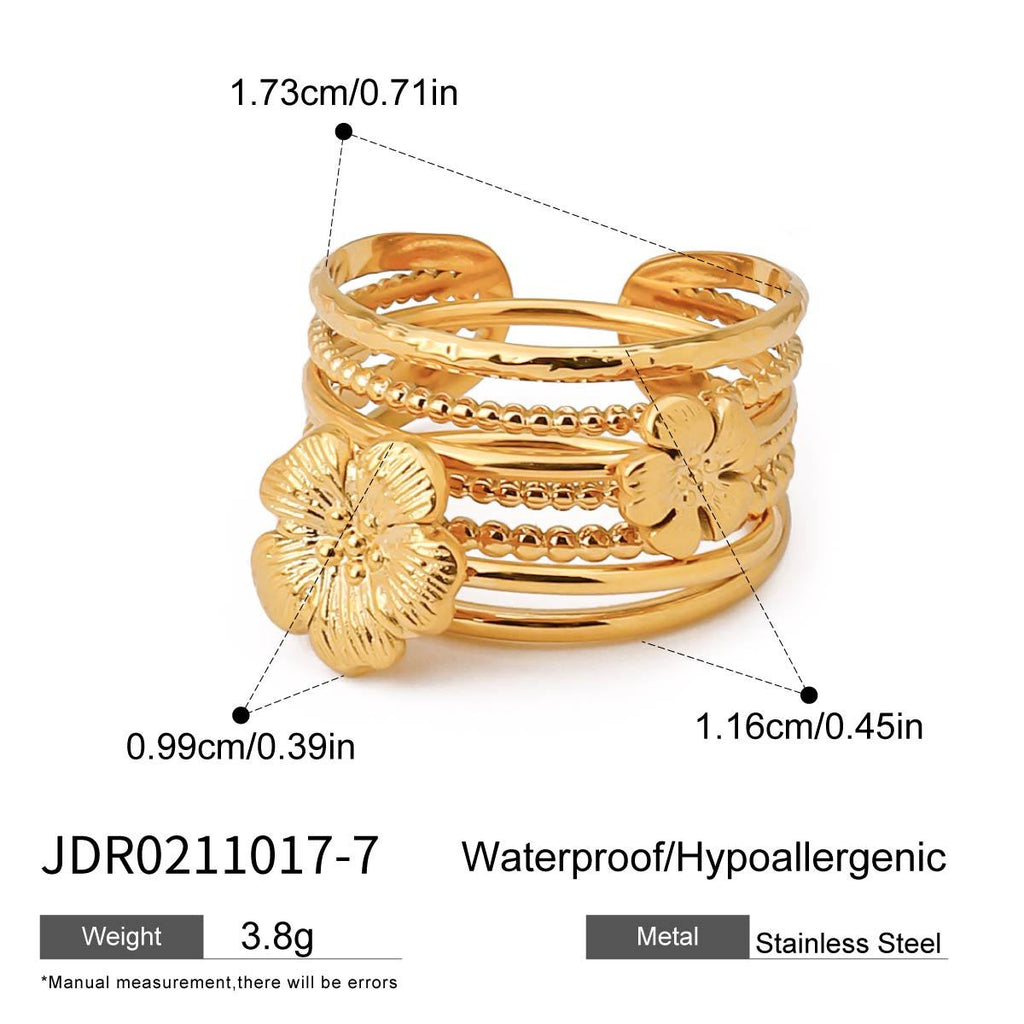 premium 18k gold plated stackable zircon stainless steel ring set crafted for modern everyday elegance