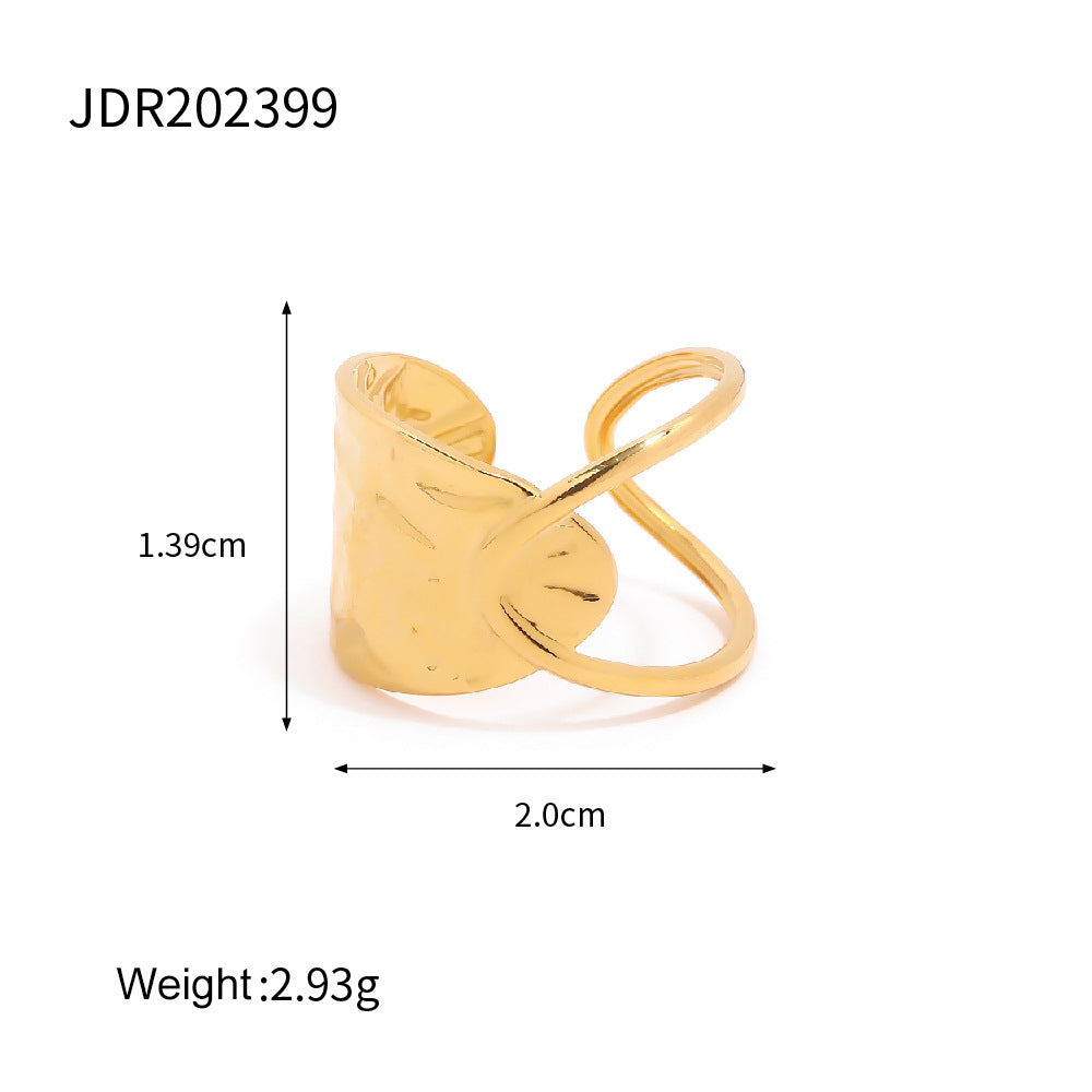 Small cross motif gold open ring