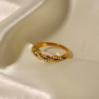 Ring Twisted Braided Gold Pearl Band – Elegant Women’s Jewelry