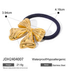 Metal Geometric Hair Ties | Gold & Silver Plated Ponytail Holders, Non-slip Elastic Scrunchies for Women