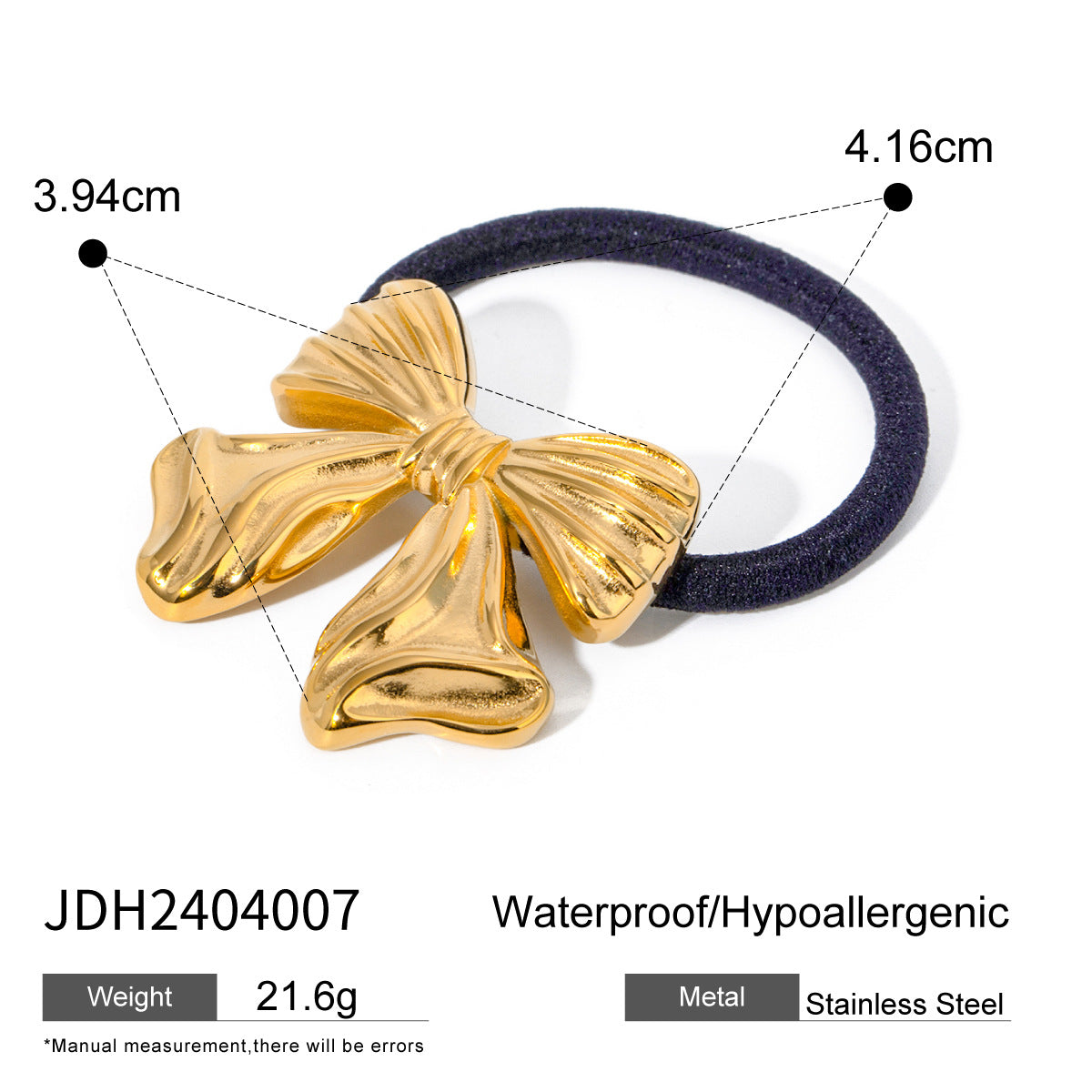 Metal Geometric Hair Ties | Gold & Silver Plated Ponytail Holders, Non-slip Elastic Scrunchies for Women